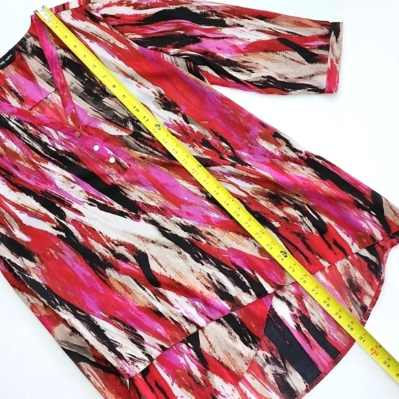 ⭐️3/ $30⭐️ Brody Myles Multi Pink Black 3/4 Length Sleeves V Neck Top Size M - Picture 13 of 13